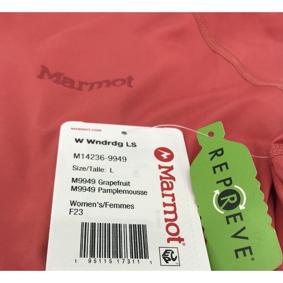 MARMOT Shirt Womens Size Large WINDRIDGE Long Sleeve UPF 50 T-Shirt Grapefruit - Picture 7 of 9